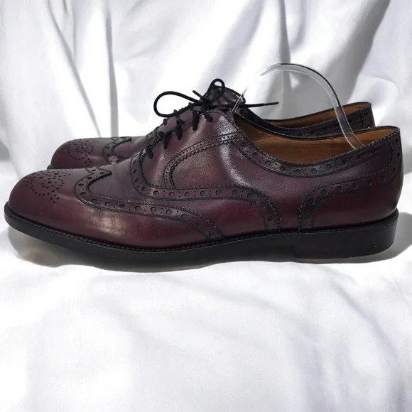 Bally Brown Leather Oxford Shoes with Brogue Detailing Burgundy Size 8 M Men main image 4